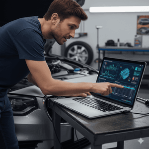 a man with obd2 laptop